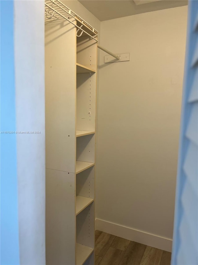 walk in closet featuring wood finished floors
