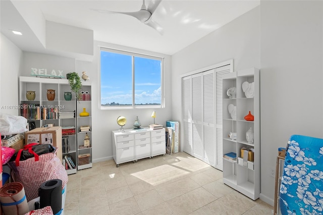 interior space featuring light tile patterned flooring