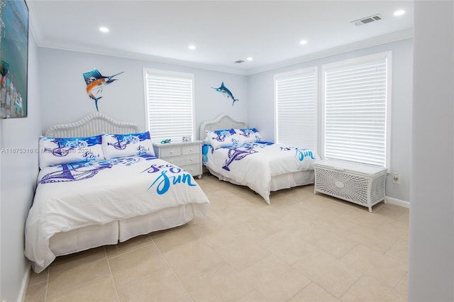 bedroom featuring ornamental molding