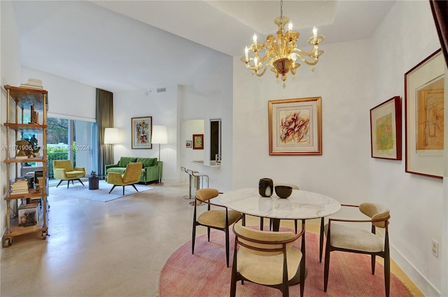 dining room featuring an inviting chandelier