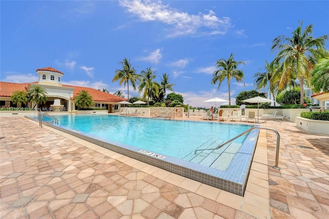 view of pool with a patio area