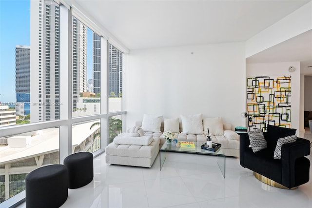 view of tiled living room