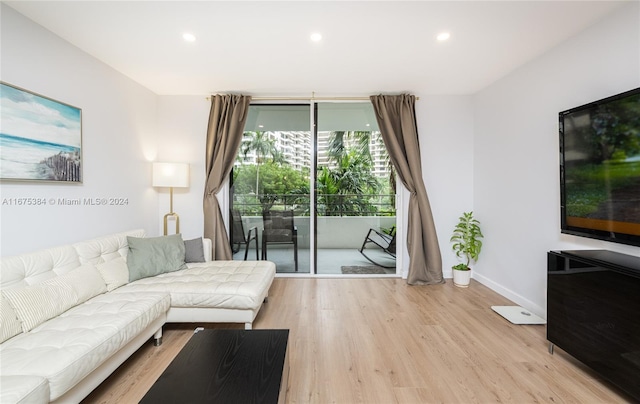 600 Three Islands Blvd Unit 214, Hallandale Beach, FL 33009 - living area with light wood-type flooring, recessed lighting, and baseboards