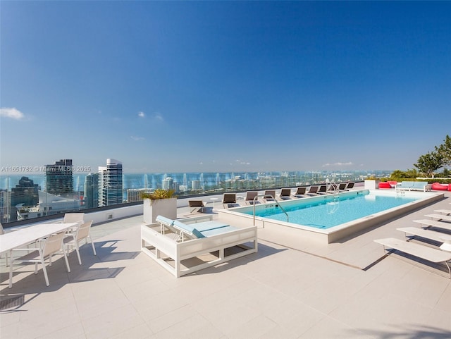 view of swimming pool with a patio