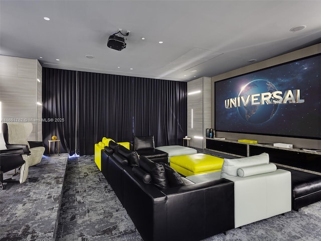 view of carpeted cinema room