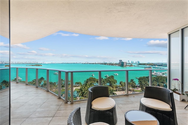 balcony with a water view