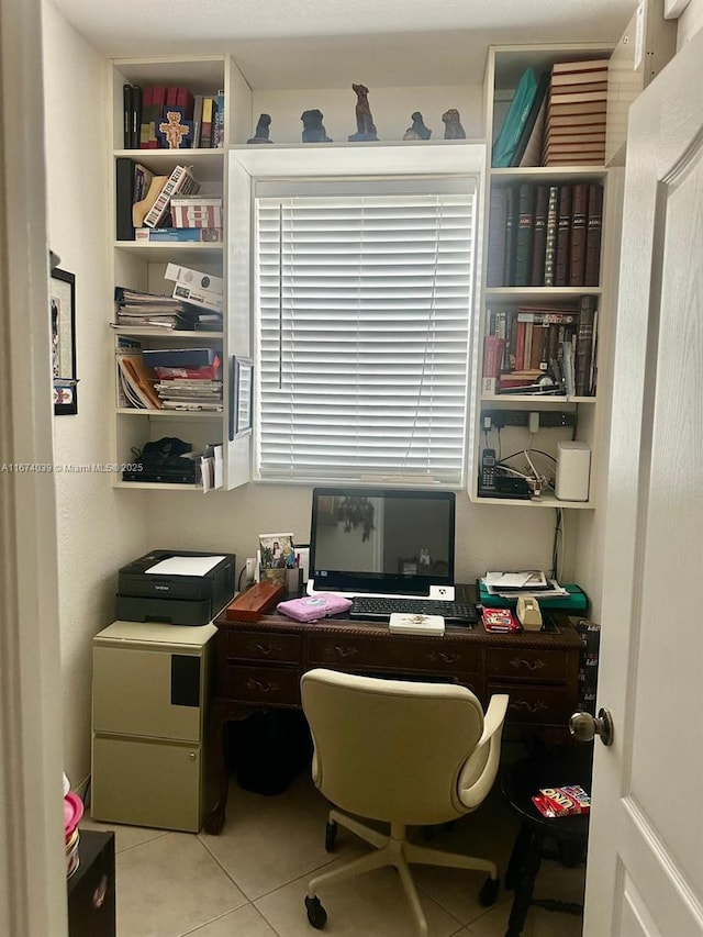 office area featuring light tile patterned floors