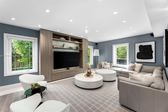 living room featuring a wealth of natural light