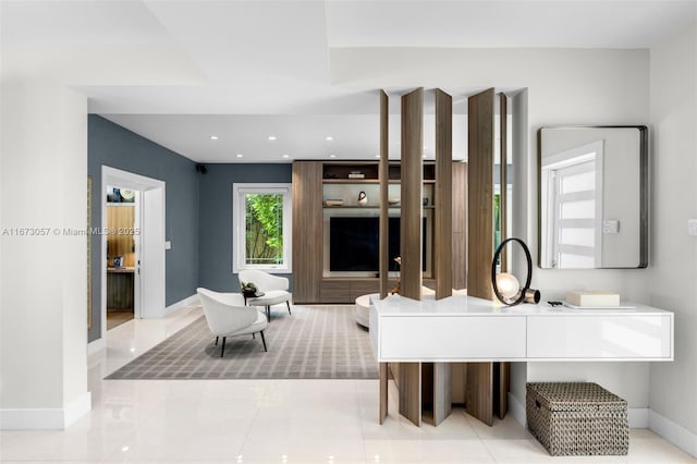 bathroom featuring vanity and tile patterned flooring