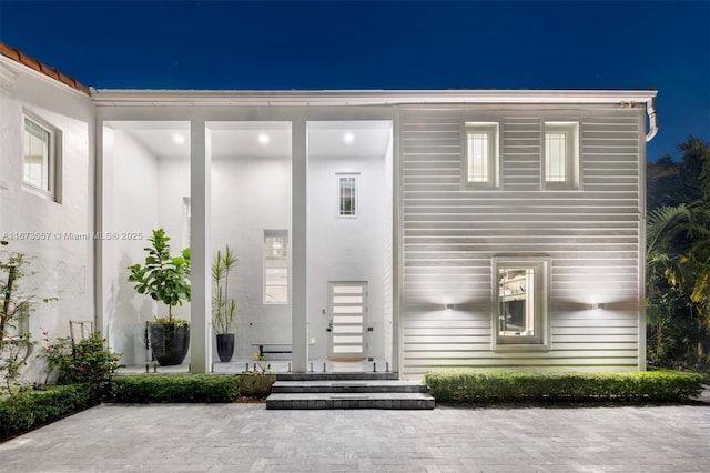 view of front of home with a patio