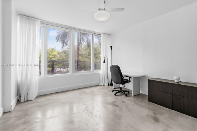 home office with ceiling fan