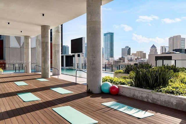 398 NE 5th St Unit 3610, Miami, FL 33132 - deck featuring an outdoor pool