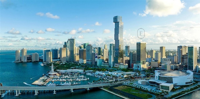 city view with a water view