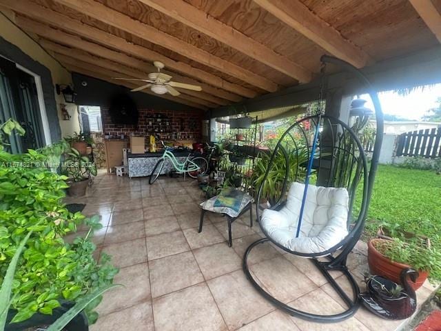 view of patio with ceiling fan