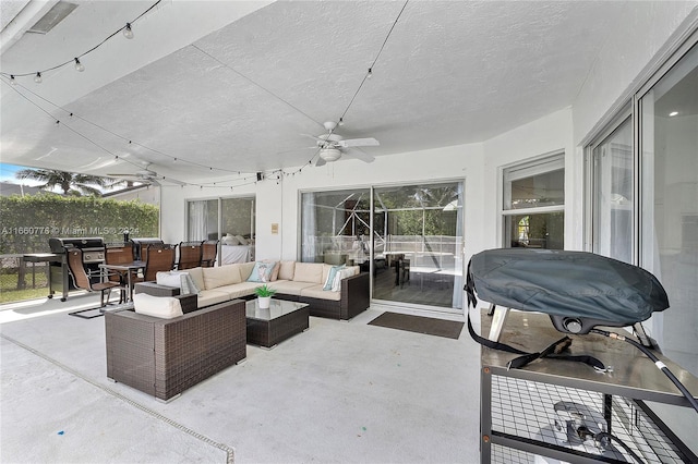 view of patio / terrace featuring an outdoor hangout area and ceiling fan