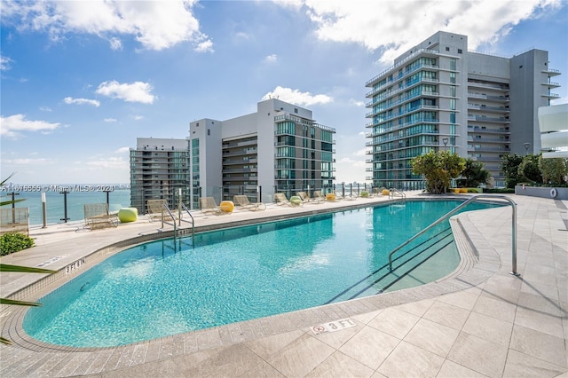 pool with a patio