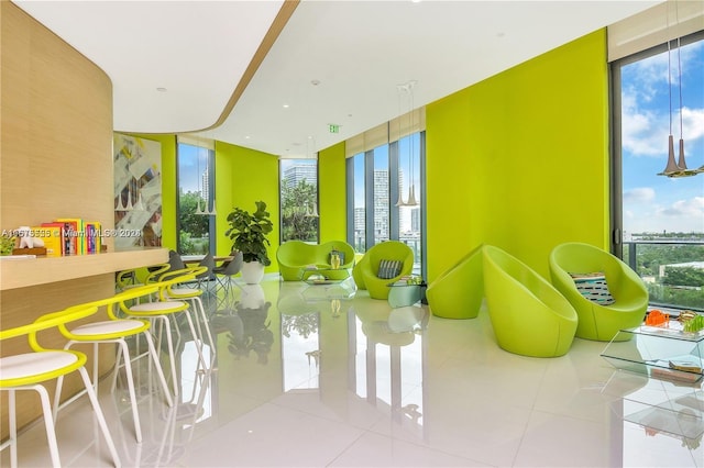 community lobby featuring a city view