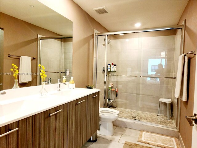 8363 NW 41 Unit A-406, Doral, FL 33166 - bathroom featuring tile patterned flooring, double vanity, and a stall shower