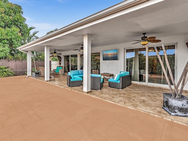 view of patio / terrace featuring an outdoor hangout area and ceiling fan