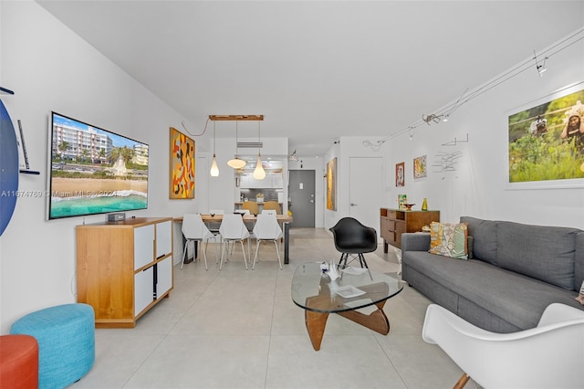 view of tiled living room