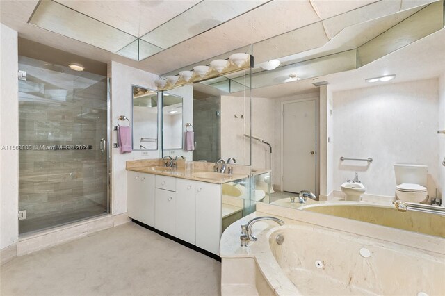 20281 E Country Club Dr Unit 1709, Aventura, FL 33180 - bathroom with a stall shower, a tub with jets, toilet, a bidet, and double vanity
