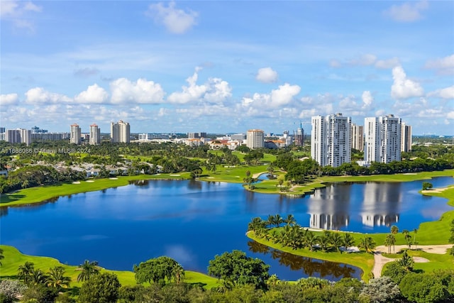 20281 E Country Club Dr Unit 1709, Aventura, FL 33180 - water view featuring a view of skyline and a golf course