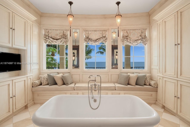 33 Arvida Pkwy, Coral Gables, FL 33156 - bathroom featuring a freestanding bath and a decorative wall