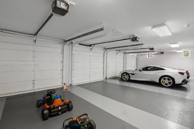 garage with a garage door opener