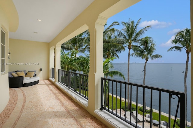 balcony with a water view