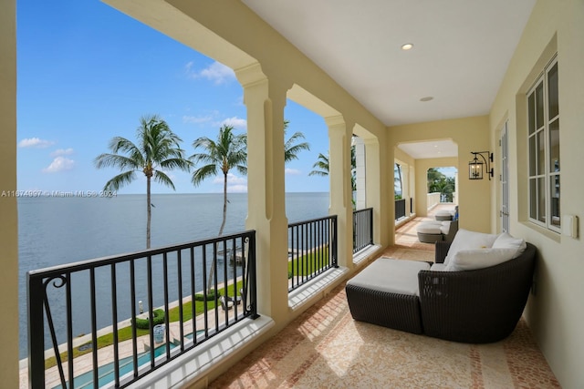 balcony with a water view