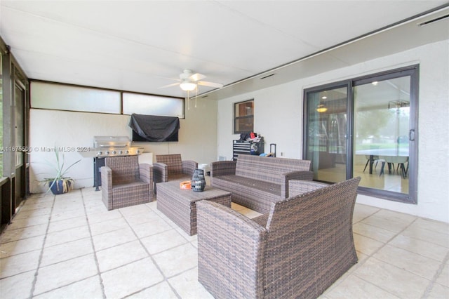 view of patio / terrace with outdoor lounge area and ceiling fan