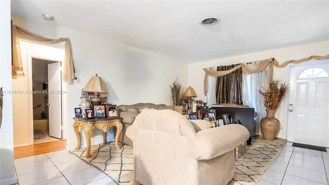 view of tiled living room