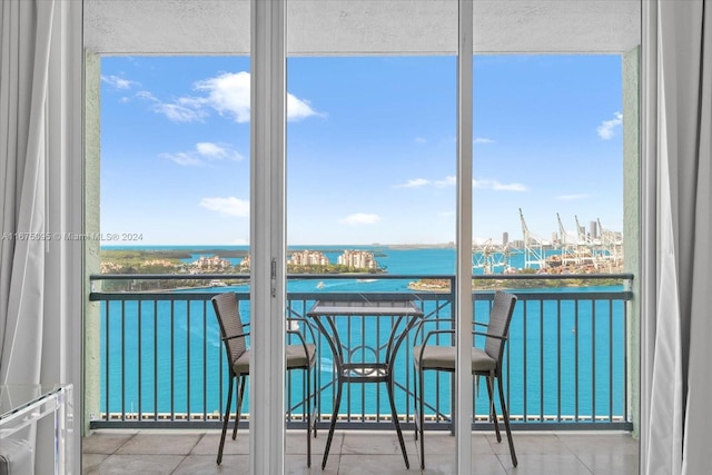 balcony with a water view