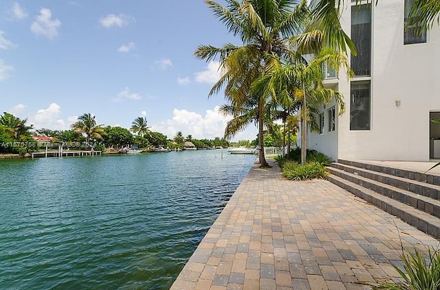 property view of water with a boat dock