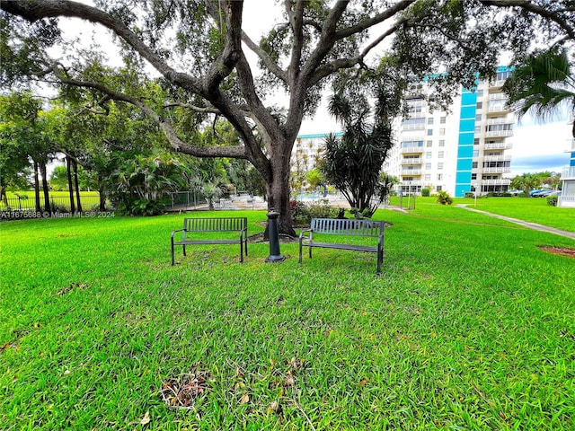 view of home's community featuring a lawn