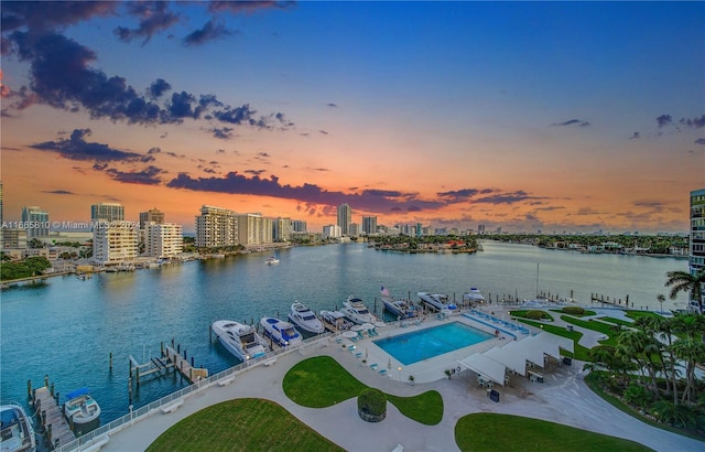 water view with a dock