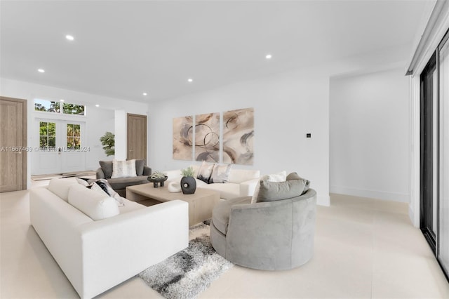 living room featuring french doors