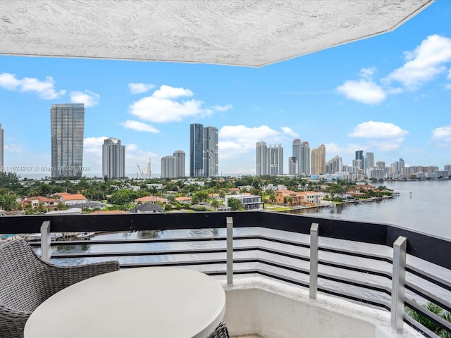 balcony with a water view