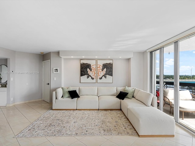 view of tiled living room