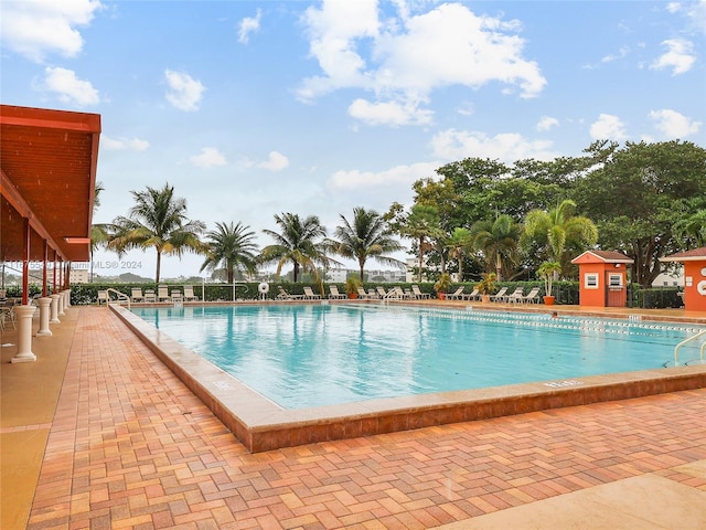 view of pool featuring a patio area