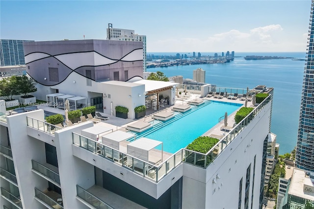 1010 Brickell Ave Unit 1607, Miami, FL 33131 - view of swimming pool with a view of city and a water view