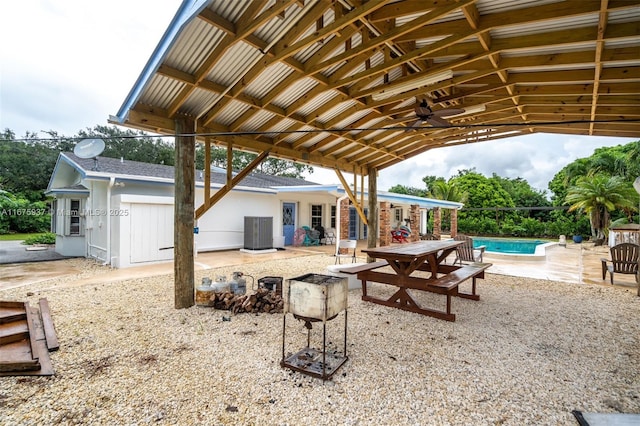 view of patio / terrace featuring cooling unit and ceiling fan