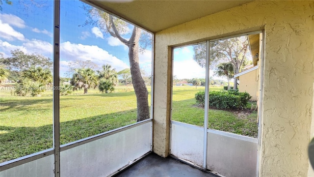 view of unfurnished sunroom