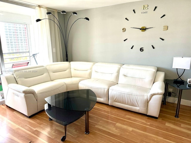 living room with light wood-type flooring