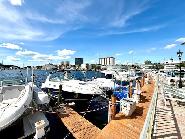 view of dock featuring a water view