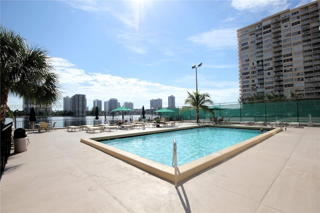 view of pool with a patio area