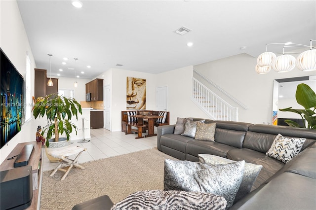 view of tiled living room