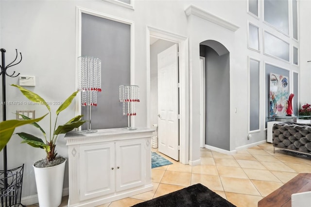 interior space featuring light tile patterned floors