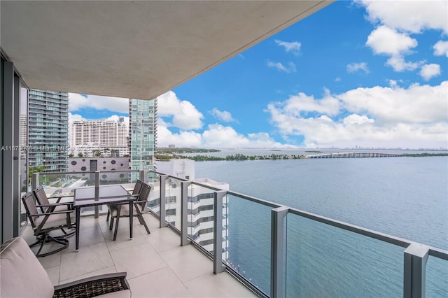 balcony with a water view