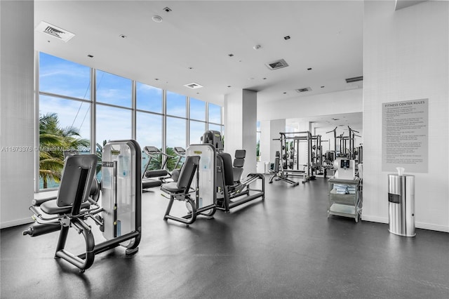 gym featuring expansive windows